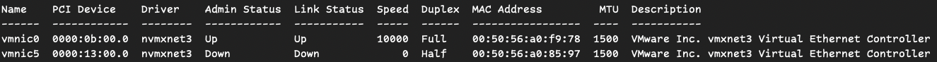 esxcli network nic down -n vmnic